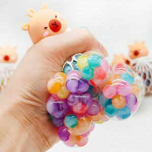 2025 Colorful Doll Decorations TPR Stress <b>Ball</b> Stress Relief Rubber <b>Squeeze</b> Grape Shape Mesh Trending Stress <b>Ball</b> - Product Image 4