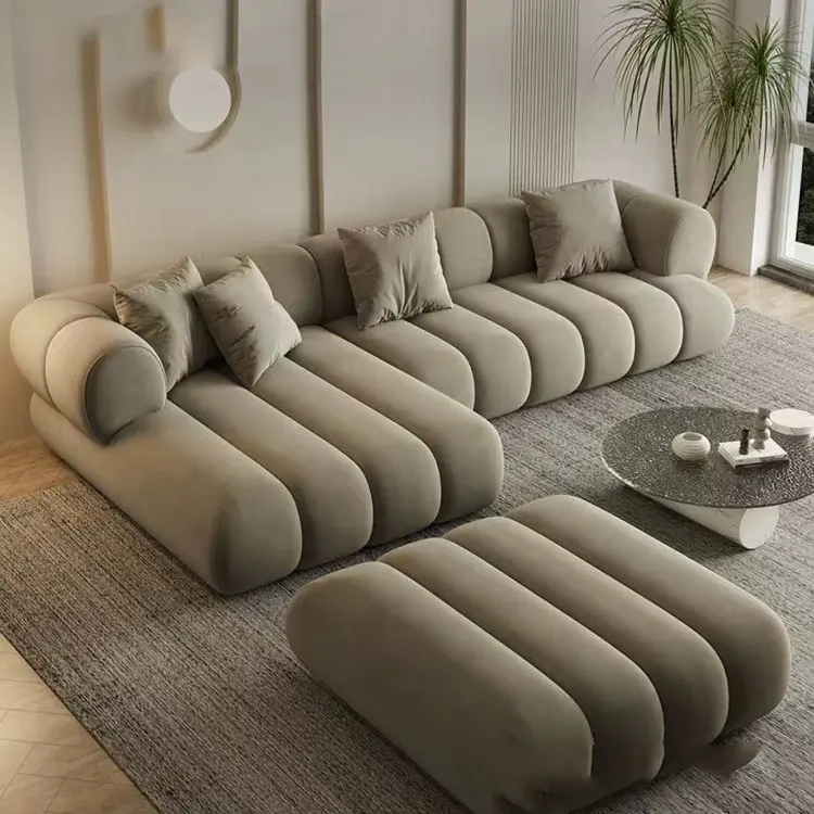 Geheel Gestoffeerde Spons Aanpasbare Sectionele Sofa Suite Modulaire Set Boucle Sofa Fashion Stof Minimalistische Hoekbank