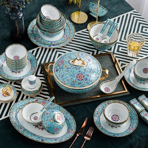 Ensemble de bols en porcelaine fine émaillée et peinte à la main de Jingdezhen, style Phnom Penh Pastel, vaisselle domestique, cadeau, ensemble de bols en céramique, vente en gros - Product Image 2