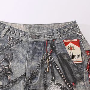 Pantalon en <span class=keywords><strong>jean</strong></span> américain tendance, pantalon en denim ample et décontracté, pantalon personnalisé, <span class=keywords><strong>jean</strong></span> léger délavé, <span class=keywords><strong>jean</strong></span> vintage à imprimé corde pour homme - Product Image 5