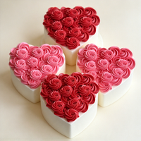 Model Kue Mawar Plastik Bentuk Hati 6IN 8cm Bunga Krim Palsu Hiasan Kue Ulang Tahun Valentine Dekorasi Jendela Toko Makanan