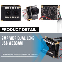 Modul Kamera USB ELP 2 Megapiksel WDR Lensa Ganda Inframerah 3D VR dengan LED IR untuk Pengenalan Wajah, Deteksi Biopsi