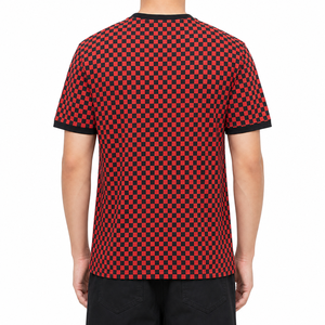 Seragam Sepak Bola Kasual Motif Kotak-Kotak Custom, Sublimasi, Bernapas, Cepat Kering, Lengan Pendek, 100% Poliester, Kaos Unisex Musim Panas - Product Image 3