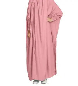 Großhandel Dubai Solid Color Einfache bescheidene islamische Kleidung Abaya Neue muslimische lange Kleider für Frauen Abaya