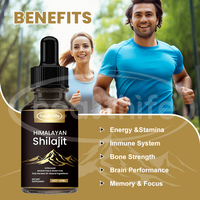 Complément alimentaire naturel à base d'or, marque privée OEM, extrait de Shilajit, résine de Shilajit de l'Himalaya, gouttes liquides