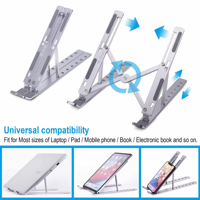 Support pour ordinateur portable 360° pliable, réglable en hauteur, portable, en alliage d'aluminium, support de bureau pour ordinateur portable, support de bureau