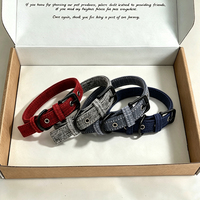 Collier pour chien classique personnalisé en tissu de lin durable, couleur unie, avec boucle en métal noir réglable, pour la promenade quotidienne