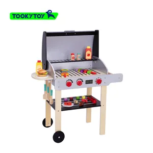 Mesa de barbacoa para niños, juguetes de cocina de madera, simulación de parrilla de barbacoa, juguetes educativos