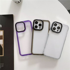 Per <span class=keywords><strong>IPHONE</strong></span> 16 15 14 Pro <span class=keywords><strong>13</strong></span> 11 paraurti colorato antiurto duro acrilico morbido tpu custodie trasparenti per telefono con obiettivo nero della fotocamera - Product Image 1