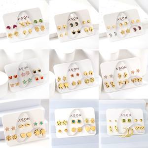 6 Paires/Carte Mini Puces d'Oreilles en Acier Inoxydable Plaqué Or Mignonnes Cœur Étoile Lune Fleur en Émail Bijoux pour Cadeaux d'Enfants - Product Image 3