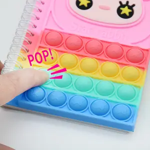 Su misura A5 decompressione Kawaii flessibile policroma bolla pop diario a spirale in silicone taccuino per bambini