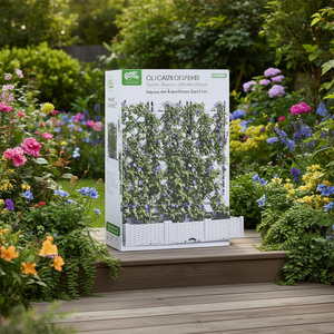 Jardinière en acier blanc, 3 pots à fleurs, design moderne pour extérieur, pour utilisation en jardin - Product Image 2