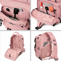 Sac à bandoulière tactique rose personnalisé AYPPRO, sac à bandoulière EDC OEM, sac modulaire MOLLE en nylon 900D, sac bandoulière pour vêtements techniques, randonnée en plein air