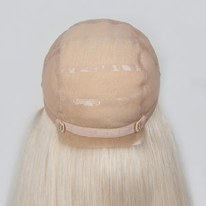 Perruques médicales sans colle en cheveux vierges naturels blond platine, perruques en cheveux humains avec dentelle HD invisible suisse, perruque médicale en silicone - Product Image 2