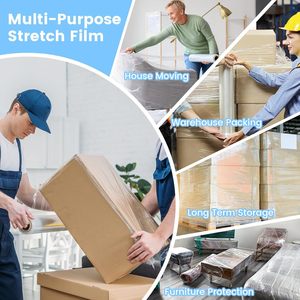Rollo de Plástico Estirable de Alta Resistencia, Grado Reforzado, Alto Brillo, Paquete de 8 Rollos para Mudanzas, Suministros de Embalaje, Muebles y Palés - Product Image 2