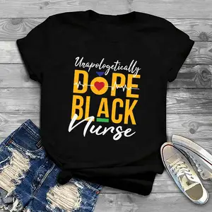 新款毫无歉意的黑色护士t恤非洲黑色素女神女式t恤