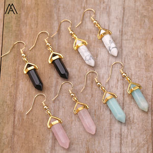 Mini pendientes de cristal para mujer, joyería Bohemia, pendiente hexagonal de doble punto de piedras preciosas, regalo de moda - Product Image 4