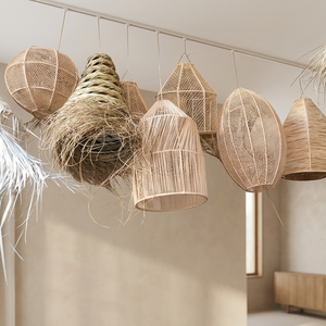Handmade Bamboo Pendant Lamp Shades Natural Wabi Sabi Style Home Decoration - Product Image 2