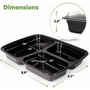 <b>Takeaway</b> Microwavable BPA Free 1000ml Plastic Disposable 3 Compartment Bento Food Storage Lunch Boxes Meal Prep <b>Containers</b> - Product Image 2