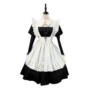 Japanese Style Black White Maid Outfit Women Polyester Fancy Dress Cosplay Party Costume Wood Ear Edge - Product Image 5