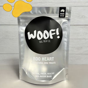 ถุงซิปล็อคแบบตั้งได้ พิมพ์ลายตามสั่ง วัสดุ AL Mylar พร้อมหน้าต่างใส เกรดสำหรับอาหาร ใช้สำหรับบรรจุอาหารกระป๋อง ขนมสัตว์เลี้ยง เยลลี่ (สีตามสั่ง) - Product Image 1