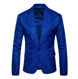 <span class=keywords><strong>Giacca</strong></span> <span class=keywords><strong>Blazer</strong></span> Monopetto di Alta Qualità per Uomo, Blu Chiaro, Antipiega, con Chiusura a Bottoni - Product Image 2