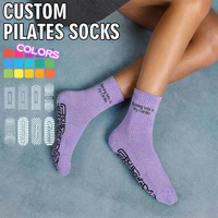Chaussettes de Pilates personnalisées BiLu, chaussettes antidérapantes pour le yoga, la barre, l'entraînement en studio, chaussettes en coton de qualité supérieure personnalisées