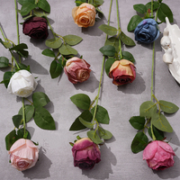 JX-01 maison jardin décor longue tige bricolage soie faux unique Bouquet Floral multicolore en plastique artificielle Rose fleur