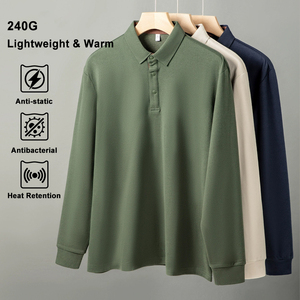 Nuove Polo da Golf in <span class=keywords><strong>Lana</strong></span> Elasticizzata a Maniche Lunghe per <span class=keywords><strong>Uomo</strong></span>, <span class=keywords><strong>Magliette</strong></span> Polo Maschili alla Moda, Calde, Casual, Morbide e Traspiranti - Product Image 2