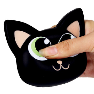 Black Cat Head Pu Foam Fidget Toy Slow <b>Rebound</b> For Kids 2 4 Years Unisex - Product Image 1