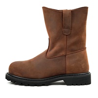 Bottes de Sécurité EN20345 S3 pour Mineurs et Travailleurs de Champs Pétroliers, Demi-Genou en Cuir Crazy Horse Personnalisé, Embout en Acier, Style Cowboy avec Soudure Goodyear