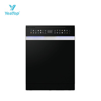 Lave-vaisselle électrique encastrable noir 3 niveaux 14 couverts avec commande intégrée et ouverture automatique de la porte