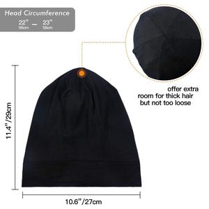 Bonnet de nuit en satin soyeux doublé, ajustable, qui reste en place toute la nuit, pour cheveux bouclés, style bonnet souple en soie - Product Image 4