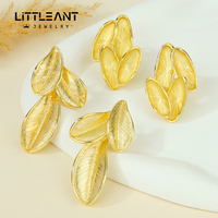 Anting-anting Daun Bertekstur Emas Seri Alam Musim Panas, Anting-anting Daun Besar Vintage Emas 14k untuk Wanita, Perhiasan Telinga Fashion