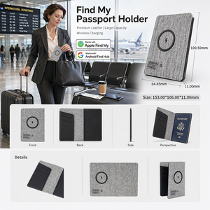 Porta Passaporto Tracciabile per Viaggi, Compatibile con <span class=keywords><strong>Apple</strong></span> Find My, Custodia Anti-Smarrimento con Scomparti per Carte - Product Image 4