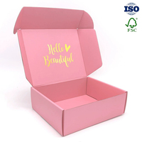 Boîte cadeau rectangulaire rose imprimée recto-verso pour bijoux, avec logo personnalisé, extra rigide, ouverture par le haut, pliable en papier