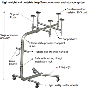 Hardtop-Lift zur Demontage für Wrangler: Ab 1997 (TJ, JK, JKU, JL & JLU), 2- & 4-türig, Höhergelegte Wrangler & 4-türige Ford Broncos - Product Image 5