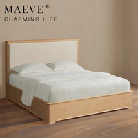 Lit plateforme en bois massif de luxe moderne, modèle Conley, pour ensembles de chambre principale, mobilier de luxe pour hôtels et villas