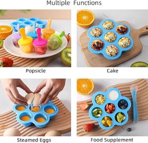 <span class=keywords><strong>Mini</strong></span> molde para paletas de hielo DIY de 7 cavidades con palos de plástico de colores moldes para paletas de silicona de grado alimenticio bandejas antiadherentes para cubitos de hielo - Product Image 3