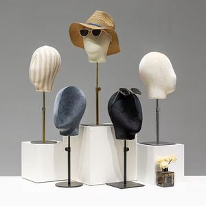 Cabeza de maniquí femenina de tela de terciopelo y espuma, con soporte para gafas de sol de color personalizado, para exhibición de sombreros y pelucas, venta al por mayor - Product Image 2