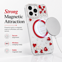 Coque de téléphone KINGSOUL magnétique sans fil avec paillettes et pierres précieuses pour 14/16 Pro Max, antichoc et infusée de diamants
