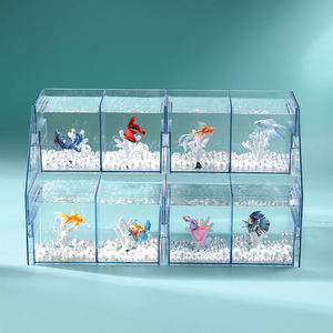 Mini pecera pequeña acrílico transparente bloques de construcción Betta Fish Goldfish Tank escritorio plástico Betta Fish Aquarium - Product Image 4