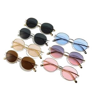 Lunettes de soleil rondes en métal rétro 2025 avec logo personnalisé, monture petite, style punk, protection UV400 pour hommes et femmes - Product Image 4