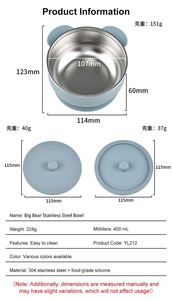 Bol pour bébé en acier inoxydable 304 avec manchon en silicone, base à ventouse, incassable, qualité alimentaire, sans BPA, écologique, compatible lave-vaisselle, portable - Product Image 2