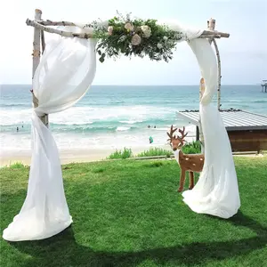 Party Backdrop Background Chiffon Fabric Curtains White Arch Drapes Wedding Decor Items