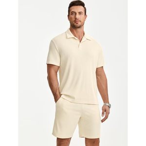 Ensemble polo et short en tricot décontracté pour homme FOXA, respirant, tenue de plage estivale pour homme - Product Image 5