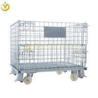 Cage de transport en acier Yilian de 1000 kg, accessoire pour chariot élévateur, conteneur métallique thermolaqué, usage entrepôt OEM, roues de 4 pouces
