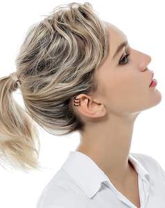 4 paires de boucles <span class=keywords><strong>d</strong></span>'oreilles en acier inoxydable <span class=keywords><strong>Helix</strong></span> Cartilage Clip on Wrap Earrings Fake Nose Ring Non-Piercing Adjustable - Product Image 2