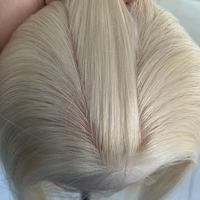 Wig renda HD terikat tangan penuh atasan sutra 16 inci 5x5 wig medis rambut manusia Eropa virgin mentah