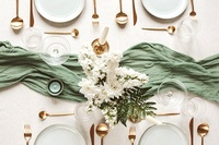 Lot de 10 chemins de table en gaze de coton vert sauge Boho pour mariage
